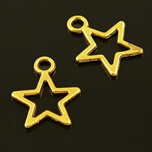 Zawieszka gwiazdka z metalu 14mmx11mm stare złoto (6szt.)