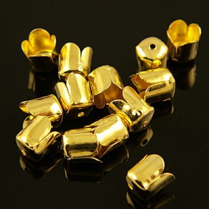 Końcówki tulipany z metalu 7mmx6.5mm wewnątrz 6mm złote (20szt)