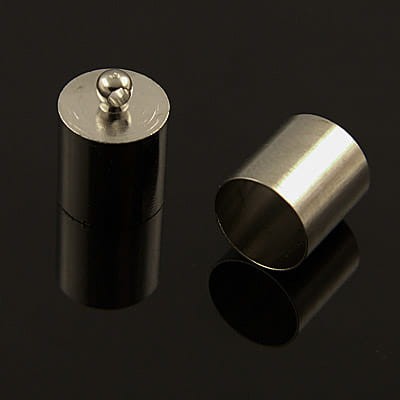 Końcówki do wklejania z metalu 12x8mm wewnątrz 7.5mm ciemne srebrne (2szt)