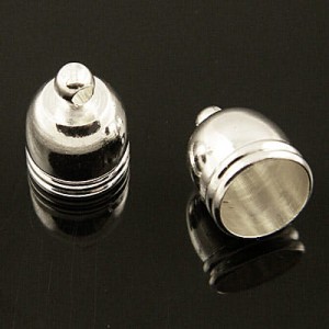 Końcówki do wklejania z metalu 13.5x10mm, wewnątrz 8.5mm srebrne (2szt)