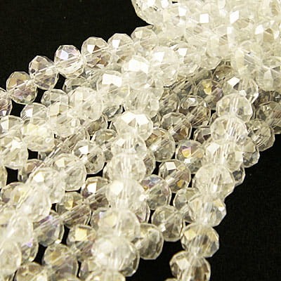 Oponki fasetowane ze szkła 10x7mm przezroczyste AB (10szt)
