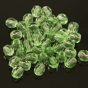 Szklane czeskie koraliki Fire Polish 4mm Light Peridot (40szt.)