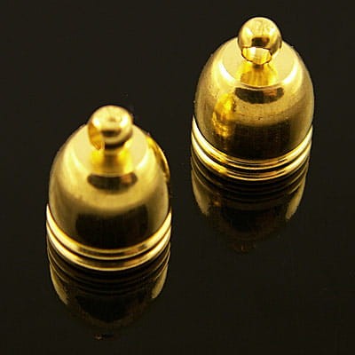 Końcówki do wklejania z metalu 13.5x10mm, wewnątrz 8.5mm złote (2szt)