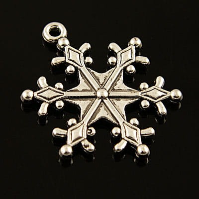 Zawieszka śnieżynka z metalu 28x21mm ciemna srebrna (2szt)