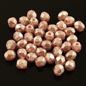 Czeskie koraliki szklane Fire Polish 4mm Luster Pink Coral (40szt.)