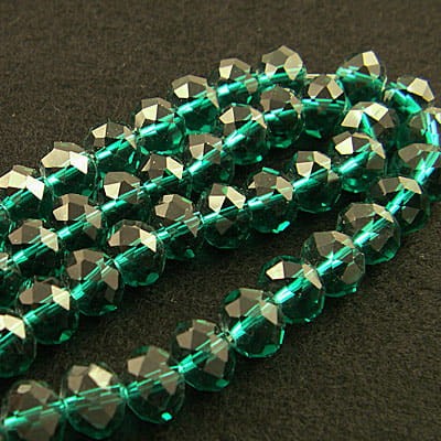 Oponki fasetowane ze szkła 10x7mm ciemno zielone (10szt.)