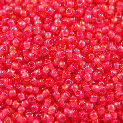 TOHO Round 11/0 Luminous Lt Topaz/Neon Pink Lined (10g)
