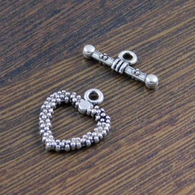 Zapięcie serce z metalu 19x15mm ciemne srebrne (2kpl)