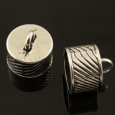 Końcówki do wklejania z metalu 16x16mm wew. 14mm ciemne srebrne (2szt)