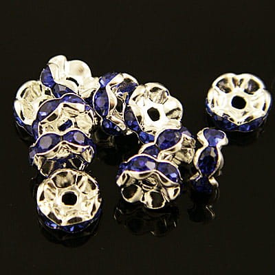 Ozdobna przekładka z metalu 8mm srebrno-szafirowa (1szt)