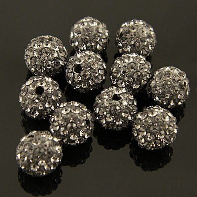 Kula Shamballa ze szklanymi cyrkoniami 10mm szara (1szt.)