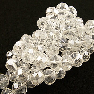 Oponki fasetowane ze szkła 10x7mm przezroczyste z połyskiem (10szt)