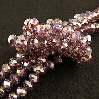 Oponki fasetowane ze szkła 6x4.5mm wrzosowe AB (20szt.)