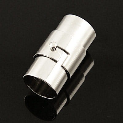 Zapięcie/końcówki magnetyczne z metalu 17x7mm, wew. 6mm srebrne (1kpl.)