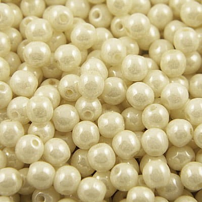 Kulki ze szkła 6mm Chalk White Cream Luster (20szt)