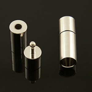 Zapięcie/końcówki wciskane z metalu 17x5mm, wewnątrz 4mm ciemne srebrne (1kpl)