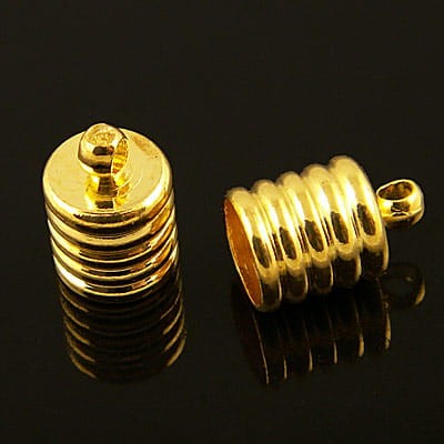 Końcówki do wklejania z metalu 11mmx8mm,wewnątrz 6.5mm złote (2szt)