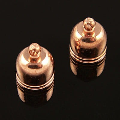 Końcówki do wklejania z metalu 10x8mm wewnątrz 6.5mm różowe złoto (2szt)