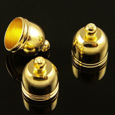 Końcówki do wklejania z metalu 12mmx10mm,wewnątrz 9mm złote (2szt)