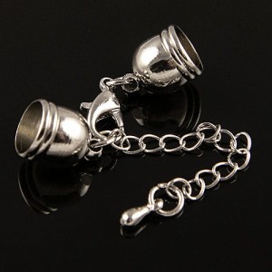 Zestaw końcówki tulejki do wklejania do bransoletek 11x8mm wew. 6.5mm mosiądz ciemne srebro (1kpl.)