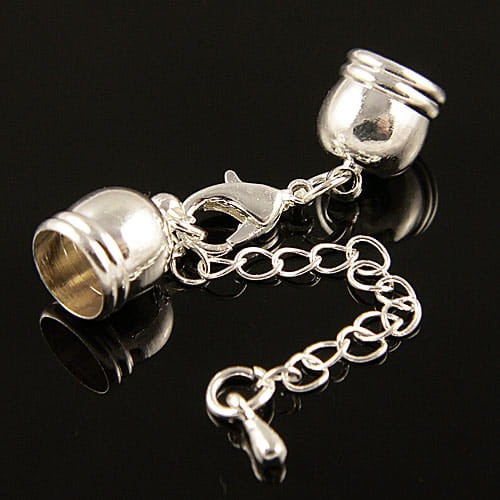 Zestaw-końcówki do wklejania z metalu 11x8mm wew. 6.5mm srebrne (1kpl.)