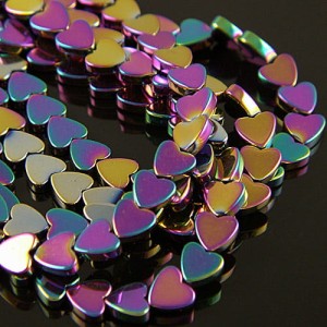 Hematyt serce 6mm tęczowe (10szt.)