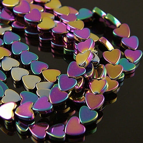 Hematyt serce 6mm tęczowe (10szt.)