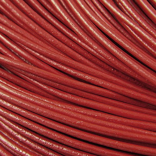 Rzemień okrągły ze skóry naturalnej 1mm czerwony (1m)