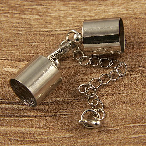 Zestaw-końcówki do wklejania z metalu 14x10mm wew. 9.5mm ciemne srebrne (1kpl.)
