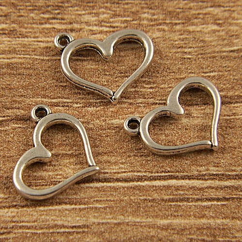Zawieszka serce z metalu 16x13mm ciemna srebrna (4szt.)