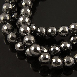 Hematyt kulki fasetowane 8mm ciemno szare (6szt.)