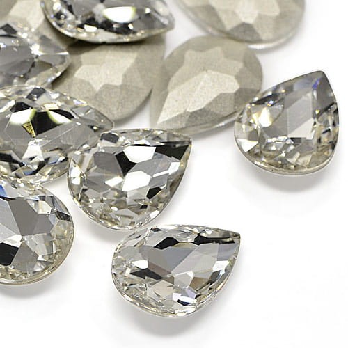 Kaboszon łza fasetowana ze szkła 25mmx18mm przezroczysty (1szt)