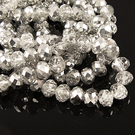Oponki fasetowane ze szkła 8x6mm szaro-srebrne (20szt.)