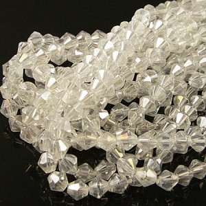 Kryształki bicone ze szkła 6mm przezroczyste AB (45szt.)