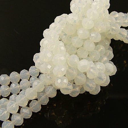 Oponki fasetowane ze szkła 6x4mm opalowe (20szt)