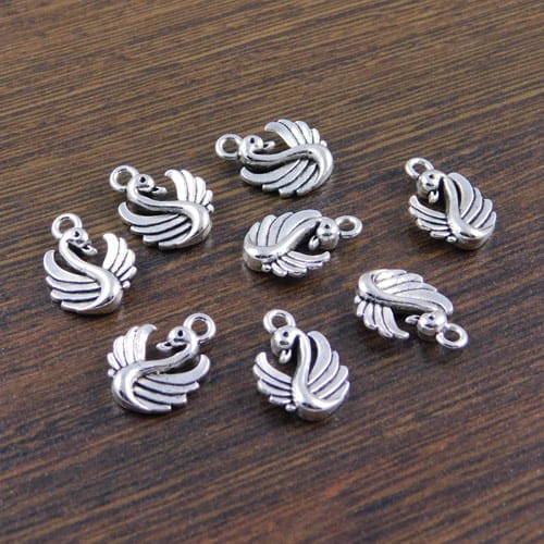 Zawieszka łabędź z metalu 17mmx12.5mm ciemna srebrna (4szt)