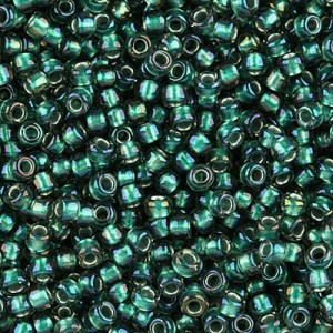 Koraliki TOHO Round 11/0 Inside-Color Crystal/Prairie Green Lined (10g)