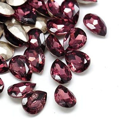 Kaboszon łza fasetowana ze szkła 18x13x5mm fioletowy (1szt)
