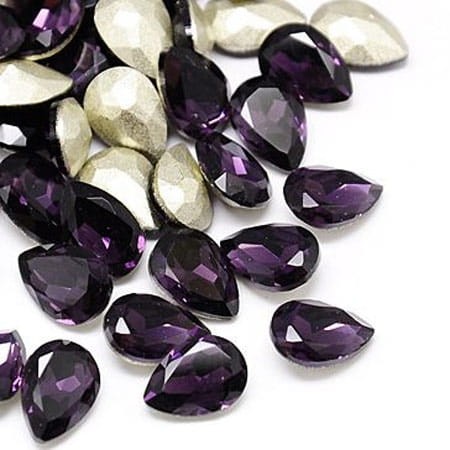 Kaboszon łza fasetowana ze szkła 18x13x5mm purpurowy (1szt)