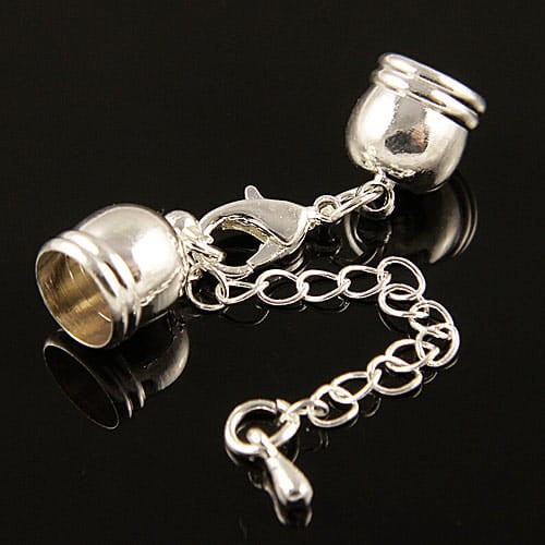 Zestaw-końcówki do wklejania z metalu 9.5x7mm wewnątrz 6mm srebrne (1kpl)
