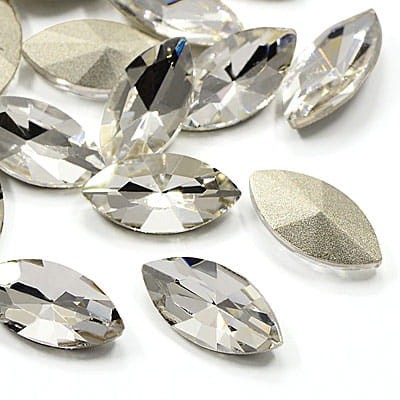 Kaboszon markiza fasetowana ze szkła 18x9mm przezroczysta (1szt.)