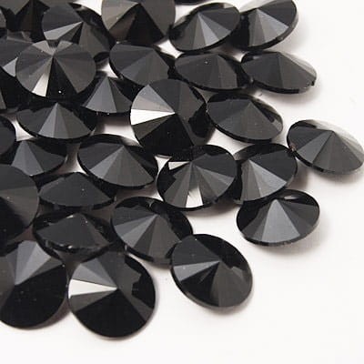 Kaboszon koło szlifowane ze szkła 16mmx7.5mm czarne (2szt)