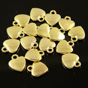 Złota zawieszka serduszko metalowe 12x10mm (4szt.)