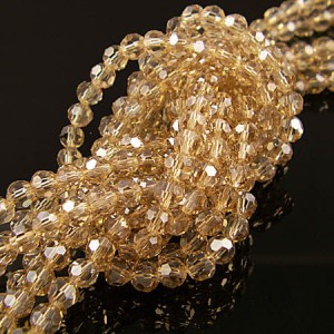 Kulki ze szkła fasetowane 6mm beżowe z perłowym połyskiem (95szt.)