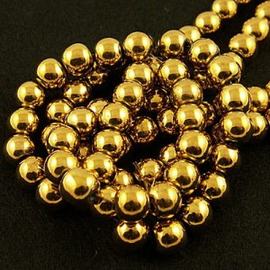 Hematyt kulki 3mm ciemne złote (130szt.)