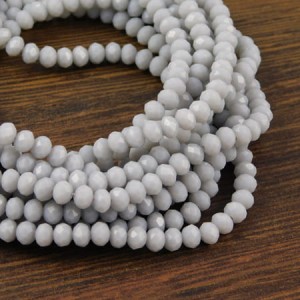 Oponki fasetowane szklane 4x3mm jasne szare nieprzezroczyste  (110szt.)