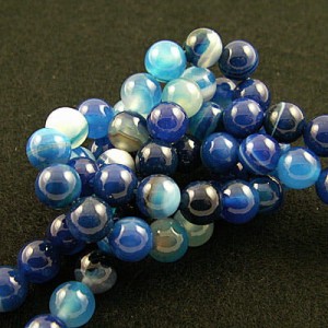 Agat pasiasty niebieski kulki 8mm (sznur 40cm)