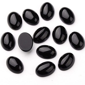 Kaboszon agat czarny owal 18-19x13x6mm (1szt.)