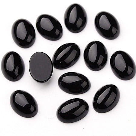 Kaboszon agat czarny owal 18-19x13x6mm (1szt.)