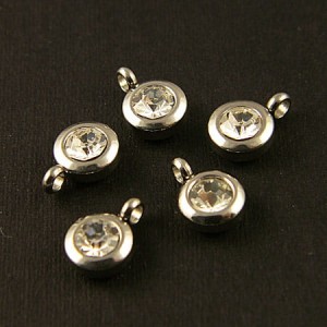 Zawieszka ze stali chirurgicznej z cyrkonią 9x6.5mm ciemna srebrna (1szt.)